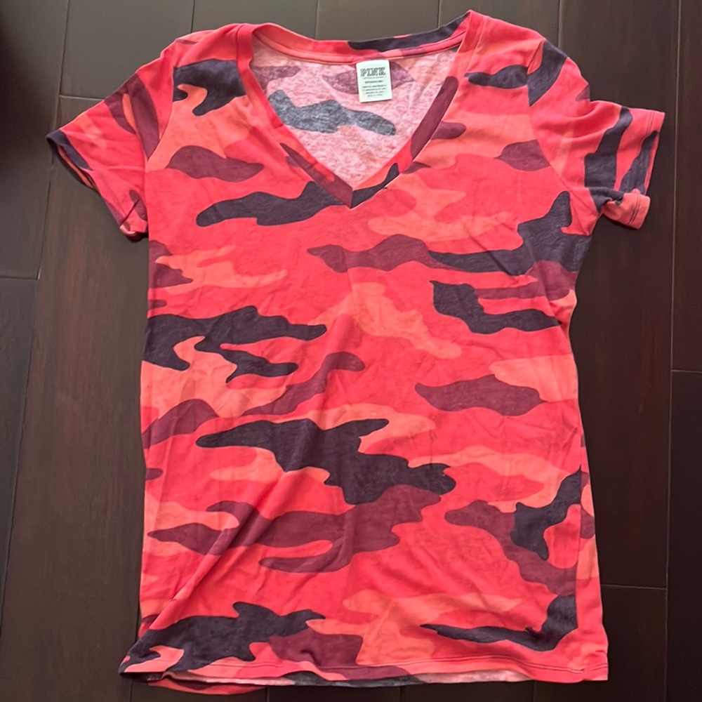 VS PINK COTTON V NECK TEE
